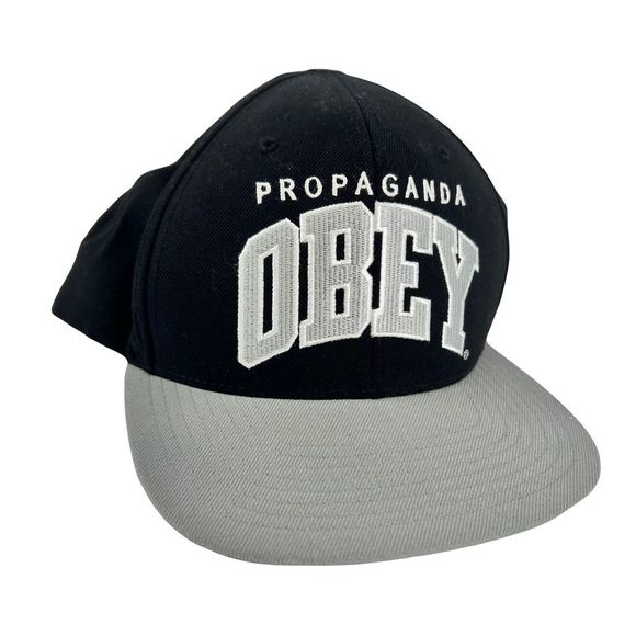 Vintage OBEY Propaganda Black and Grey Snapback Hat Cap Men Adjustable - Picture 5 of 5